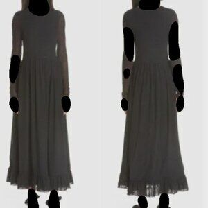 NWT Ganni Addison Swiss Dot Stretch Tulle Maxi Dress in Black